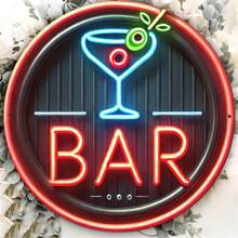 20x20cm Vintage Iron Bar Sign, Cocktail Glass Design, Suitable For Decorating Living Room, Bedroom, Office, Hotel, Cafe And Bar - Multicolor - View 1