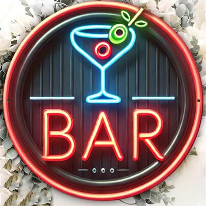 20x20cm Vintage Iron Bar Sign, Cocktail Glass Design, Suitable For Decorating Living Room, Bedroom, Office, Hotel, Cafe And Bar
