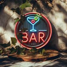 20x20cm Vintage Iron Bar Sign, Cocktail Glass Design, Suitable For Decorating Living Room, Bedroom, Office, Hotel, Cafe And Bar - Multicolor - View 3