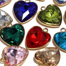 2 件 15x13 毫米不锈钢金色刻面心形水晶吊坠适用于 DIY 爱情饰品女士项链珠宝配饰 - 愛心水晶吊墜 - 查看 5