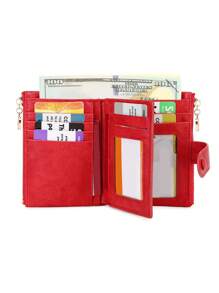 MIYIN Vintage Wallet With Button Closure Business Casual Multiple Card Slots Coin Portable Three-Fold Design Short Wallet Retro Style Zipper Wallet Stylish Button Closure Women's Wallet For Daily Outings Shopping For Women Wallet Purse Wallet Small Wallet