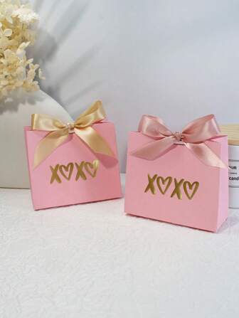 5 Stücke süße Mini-Geschenkbox-Sets - "XOXO" Design perfekt für Süßigkeiten, Schokolade und kleine Geschenke - ideal für Valentinstag, Geburtstage und Liebesfeiern - stilvolle rosa Farboptionen Einschulung, Valentinstag