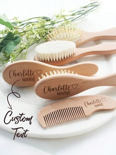Set 3 perii de păr cu text personalizat, pieptene de păr din lemn personalizat, perie personalizată pentru bebeluși, perie pentru domnișoare de onoare, cadou de nuntă, cadou memorial pentru bebeluși, multifuncțional, economisește spațiu, ornamental, scrisoare, vintage, unic, personalizat, personalizat, cadouri ideale pentru ea, iubită, ea, bunici, pentru aniversări, pentru nunți, multifuncțional, ornamental, scrisoare, culoare uni, vintage, modern, colorat, timp liber, de bază, casual, moale, unic, personalizat, personalizat, cadouri ideale pentru ea, iubită, ea, iubit, prieteni, piepteni personalizați, confort ușor