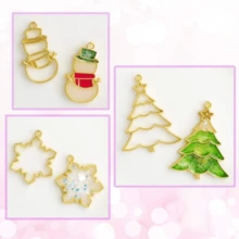 5/10 件可爱圣诞系列雪人圣诞树礼物铃铛合金 DIY 吊坠饰品 DIY 工艺品 DIY 手工制作配件滴胶框架空心金属框架吊坠 - 聖誕節系列 - 查看 4