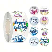 500 张/卷 生日快乐贴纸 标签办公用品装饰贴纸 封口贴 - 彩色 - 查看 9