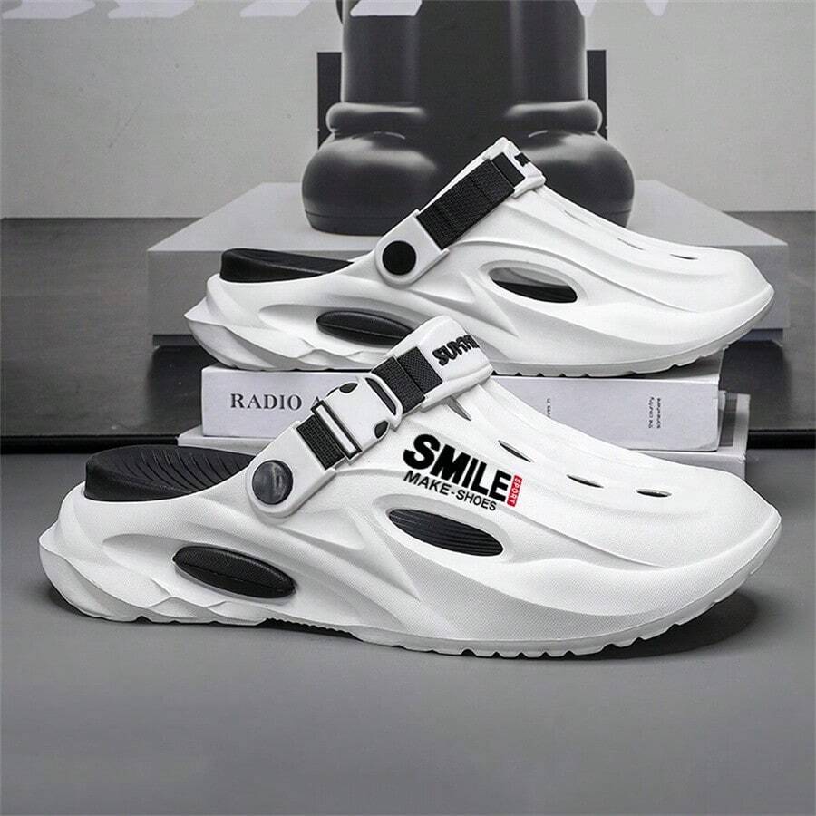 Men's Summer 2024 New Thick Sole Super Soft Outdoor Beach Vacation Versatile Anti-Slip Detachable Dual-Color Couple Casual Hollow Hole Shoes,