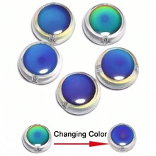 10 hạt thủy tinh Lampwork đổi màu nhạy sáng 12mm dạng tròn dẹt làm đồ trang sức, vòng tay, phụ kiện vòng cổ tự làm - Màu xanh lam - Xem 2