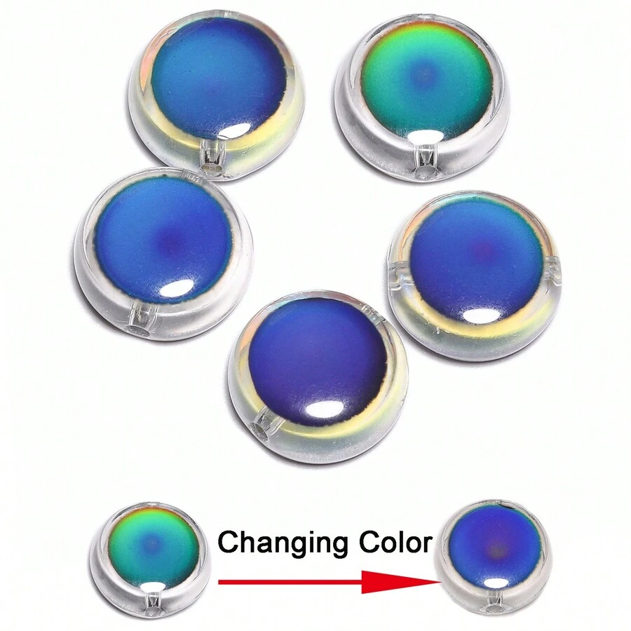 10 hạt thủy tinh Lampwork đổi màu nhạy sáng 12mm dạng tròn dẹt làm đồ trang sức, vòng tay, phụ kiện vòng cổ tự làm