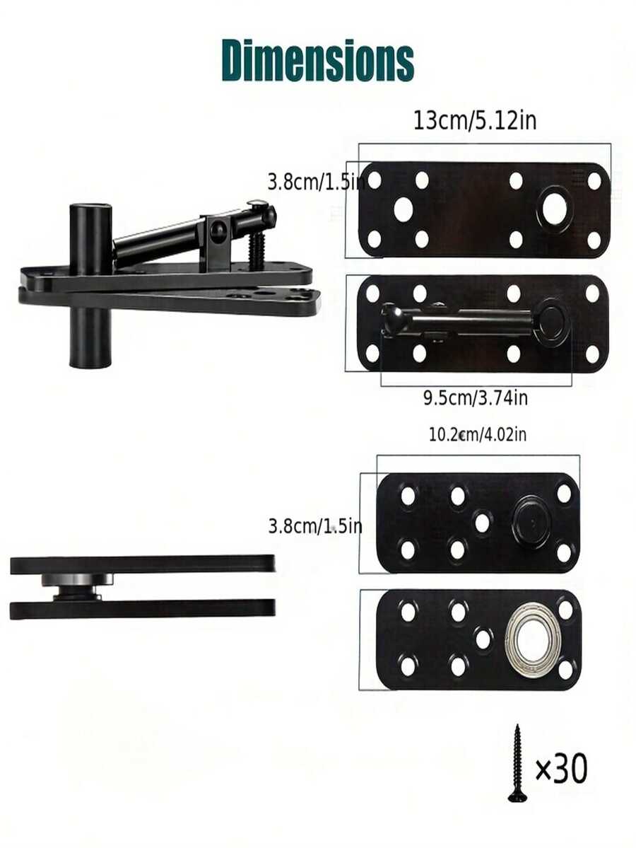 Premium Hidden Door Pivot Hinges 360 Degree Rotation, Invisible