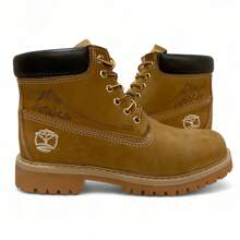BOTA USO CASUAL ESTILO TIMBER LAND PIEL GENUINA NOBUK SUELA GRABADA DE HULE MASIZO - Mostaza Amarilla - Ver 3