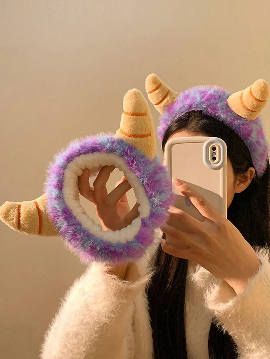 1 Stück Monster Haarband, süßer lila kleiner Monster Plüsch Haarband, Haarband für Frauen, Shampoo, Gesichtsmaske, Make-up, Haarband, Kopfbedeckung, geeignet für den täglichen Gebrauch, Haarband, Haarreifen, Haraccessoires - Verschiedenfarbig - Übersicht 1