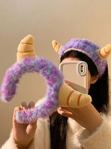 1 Stück Monster Haarband, süßer lila kleiner Monster Plüsch Haarband, Haarband für Frauen, Shampoo, Gesichtsmaske, Make-up, Haarband, Kopfbedeckung, geeignet für den täglichen Gebrauch, Haarband, Haarreifen, Haraccessoires - Verschiedenfarbig - Übersicht 5