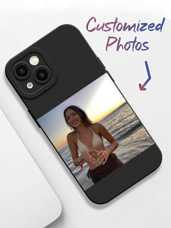 1 pieza Funda de teléfono suave personalizada con patrón de marco de foto personalizado, compatible con Apple iPhone 15, 14, 13, 12, 11 Pro Max, XR, XS Max, 7 Plus, 16, 16 Pro, con recorte preciso para la lente