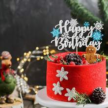 1pc Snowflake Happy Birthday Cake Topper Winter Wonderland Happy Birthday Frozen Birthday Cake Topper Decoration Snowflake Winter Wonderland Birthday Party Supplies Blue - Multicolor - View 5