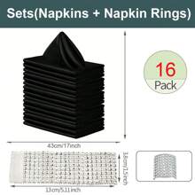 8/16/24pcs Napkins, Wedding Napkins Bulk, Decorative Elegant Dinner Napkins Square Table Napkins Decor, Silky Satin Cloth Napkins For Restaurant Banquet Graduation Party(43*43cm/17*17in) Back To School
