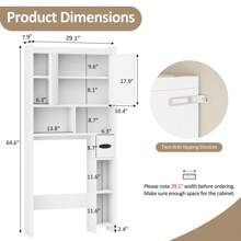 Vongrasig Over The Toilet Storage Cabinet, Freestanding Farmhouse Storage Cabinet Over Toilet, Bathroom Storage Organizer Cabinet With Toilet Paper Holder Stand And Adjustable Shelf - 白色 - 查看 3