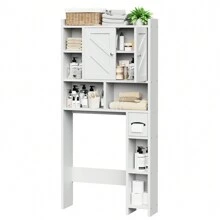 Vongrasig Over The Toilet Storage Cabinet, Freestanding Farmhouse Storage Cabinet Over Toilet, Bathroom Storage Organizer Cabinet With Toilet Paper Holder Stand And Adjustable Shelf - 白色 - 查看 4