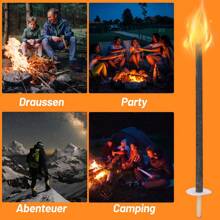 Lospitch 25/50 Pieces Of Wax Torches – Burning Time 100 Minutes, Including 50 Hand Guards, With Extra Long Handle – Garden Torches For Night Walks And Events – Ideal For Unforgettable Experiences - 黑色和棕色 - 查看 4