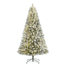 6.5 Ft Pre-Lit Flocked Frisco Pine Artificial Christmas Tree With 250 Color-Changing LED Lights And Stand