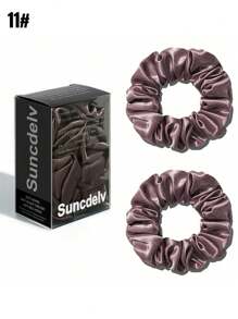 100% 真丝发圈，22姆米，防皱防断，天然发饰，时尚发圈两件装，可扎马尾，动物纹印花，发绳头饰 - 彩色 - 查看 36