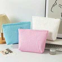 1 件糖果色皮革大容量防水化妆包、洗漱包、手拿包、收纳包，用于存放洗漱用品、化妆品等物品，适合学生、大学生、旅行、上课、便携 - 彩色 - 查看 2