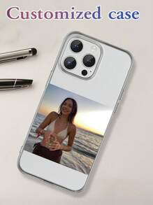 1 Peça Capa de Telefone Personalizada de Silicone Transparente e Macia com Design de Moldura de Foto, Compatível com Apple iPhone 15, 14, 13, 12, 11 Pro Max, XR, XS Max, 7 Plus, 16 e 16 Pro
