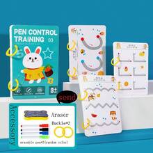 1 套蒙特梭利迷宫训练书：提高思考、写作和协调能力 - 适合早期学习和手写练习 - 圣诞节和生日礼物（包括 5 支随机颜色可擦笔、2 个夹子和 1 个白板擦） - 彩色 - 查看 9