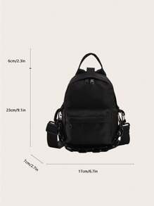1pc Mini Nylon Chunky Chain Decor Women Crossbody Bag, Suitable For Holding Phone, Wallet, Outdoor Sports And Fashion Outfit - 黑色 - 查看 2