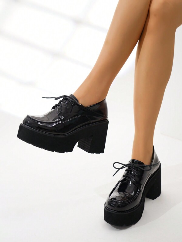 Women's Spring Autumn Euro Style Faux Leather Criss-Cross Ankle Strap Mary Jane High Heel Round Toe Party Wedge Sandals, Black Platform