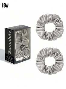 100% 真丝发圈，22姆米，防皱防断，天然发饰，时尚发圈两件装，可扎马尾，动物纹印花，发绳头饰 - 彩色 - 查看 14