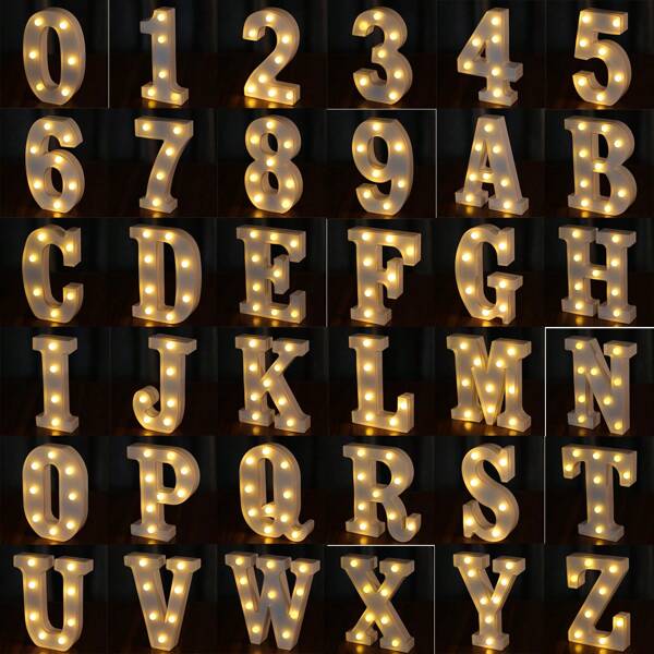 1 pezzo, altezza 21,8 cm, Insegna luminosa a LED, 26 lettere dell alfabeto e numeri da 0 a 9 luminosi, adatto come lampada notturna, per matrimonio, compleanno, festa, bar, Hawaii, laurea, Natale o decorazione domestica, liberamente combinabile, es. "GIOIA", "BAR", "BUU", "SPOSAMI" ecc. (batterie non incluse)