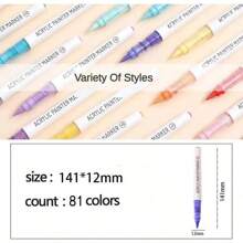 Bút dạ Acrylic lông mềm dạng lỏng 81 màu, Bút vẽ màu chuyên nghiệp cho học sinh, Bút vẽ Graffiti tự làm, Giấy chống thấm nước, Bút dạ màu có thể xếp chồng, Bút tô màu - 81 màu - Xem 2