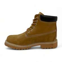 BOTA USO CASUAL ESTILO TIMBER LAND PIEL GENUINA NOBUK SUELA GRABADA DE HULE MASIZO - Mostaza Amarilla - Ver 7