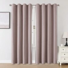 1 件或 2 件可选 100% 遮光窗帘、纹理仿亚麻窗帘、客厅窗帘、卧室遮光窗帘、隔热窗帘、防水窗帘、家庭影院餐厅背景窗帘、带顶部索环、长度 84 英寸、72 英寸、63 英寸，2 片套装可用 - 淺粉色 - 查看 19