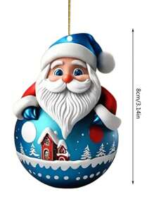 全新卡通扁平亚克力吊坠圣诞老人圣诞树室内装饰挂件派对用品 - 彩色 - 查看 7