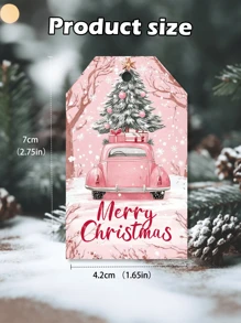 9/18/36pc Gepersonaliseerde Roze Winter Kerst Cadeau Labels, Gepersonaliseerde Tekst Vakantie Labels En Cadeau Zak Labels, Kerstman, Kerst Sneeuwman, Kerstboom Patroon Ontwerp, Kerstboom Labels