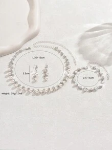 4件套优雅仿珍珠首饰套装 - 项链、耳环、手链，适合女性参加婚礼、派对、正式场合。 - 仿珍珠套裝 - 查看 10