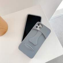 Ốp lưng điện thoại silicon hình tượng 3D hoạt hình dễ thương vui nhộn tương thích với iPhone 11 12 13 14 15 16 Pro Max Pro Plus, iPhone 7 8 X XR XS Max mới, Ốp lưng mềm chống sốc, Thiết kế đơn giản và sáng tạo - Xám - Xem 4