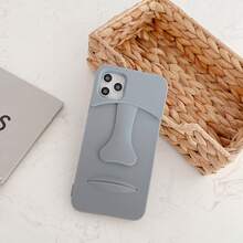 Ốp lưng điện thoại silicon hình tượng 3D hoạt hình dễ thương vui nhộn tương thích với iPhone 11 12 13 14 15 16 Pro Max Pro Plus, iPhone 7 8 X XR XS Max mới, Ốp lưng mềm chống sốc, Thiết kế đơn giản và sáng tạo - Xám - Xem 6