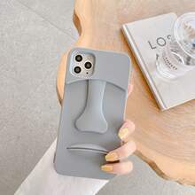 Ốp lưng điện thoại silicon hình tượng 3D hoạt hình dễ thương vui nhộn tương thích với iPhone 11 12 13 14 15 16 Pro Max Pro Plus, iPhone 7 8 X XR XS Max mới, Ốp lưng mềm chống sốc, Thiết kế đơn giản và sáng tạo - Xám - Xem 5