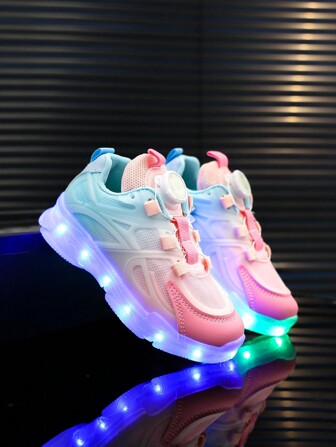 USB Rechargeable LED Light Up Shoes, 7 Colors Changing Luminous Shoes With Rotating Button, Suitable For Cartoon, Toddler, Little Kid, Big Kid, Boys, Girls, Casual, Sports, Athletic, Sneakers, Street Dance Shoes, Outdoor Shoes, Running Shoes, In Red Color