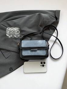 高级奢华小众牛仔效果设计 2024 新款女士手提包高端托特包单肩腋下斜挎包 - 藍色 - 查看 7