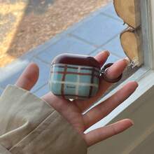 复古蓝棕色格子耳机保护套，带登山扣，兼容苹果 4/3/2、Pro 2/1/3，使用前需撕掉保护膜。 - 藍色 - 查看 3