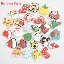 20/40PCS Christmas Themed Random Styles Shoe Charms Set For Clogs Bubble Slides Sandals, PVC Shoe Decorations Beach Bag Accessories Gift Idea For Birthday Christmas Halloween Party Favors