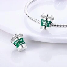 1Pc Silver Color Relaxing Time Exquisite Enamel Coffee Cup Book Coffee Pot Coffee Beans Pendant Charm Fit Snake Bracelet Necklace Beads For Diy Jewelry Making Women Jewellery Daily Wear Gift For Girl