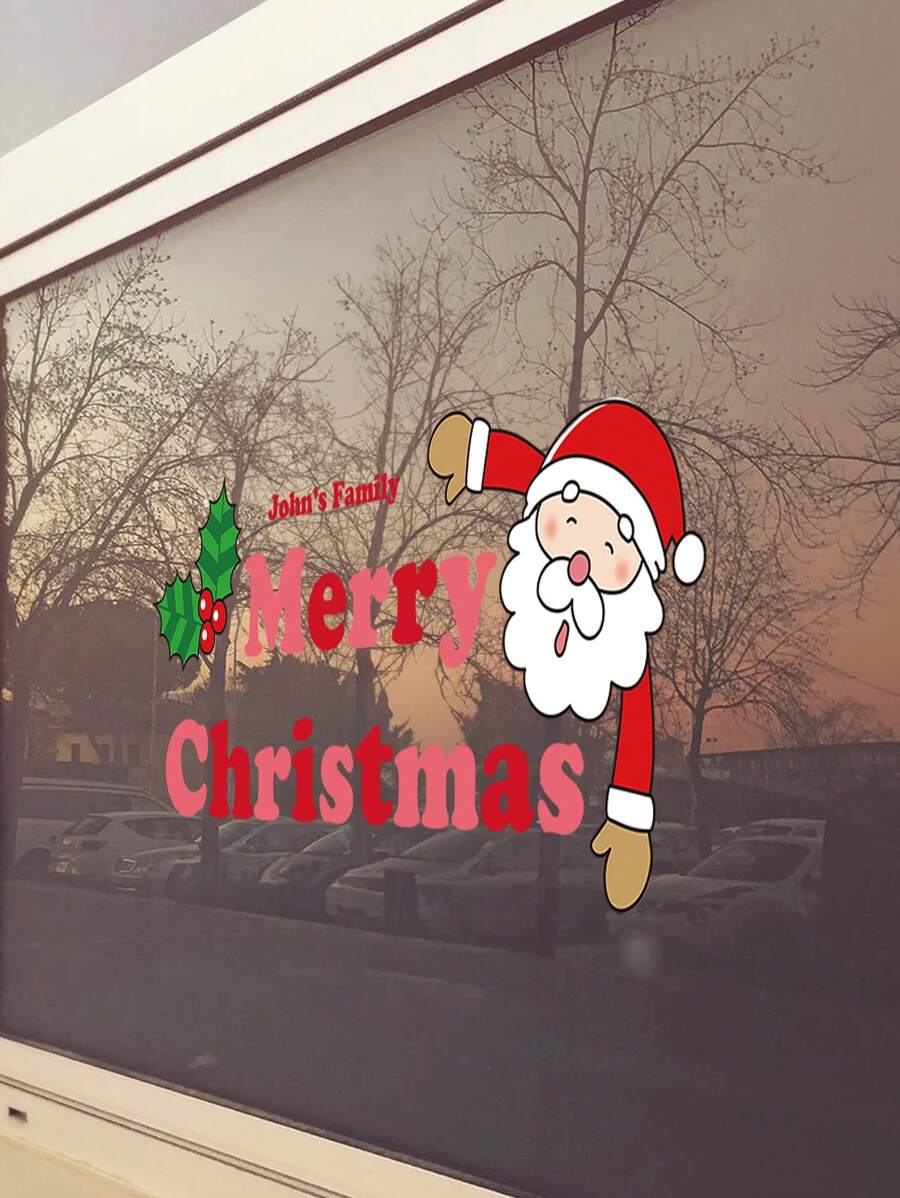Custom Santa Text GlueFree Window Stickers3 Sizes Personalized Family