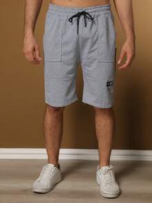 Bermuda Shorts For Men, Imported Sweatshirt, Casual Sport, With Zipper Pocket - 淺灰色 - 查看 4