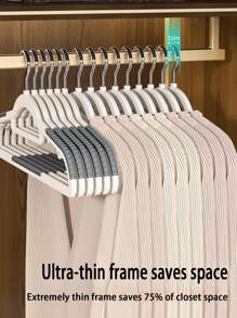 5pcs/10pcs Multi-Functional Household Clothes Hangers, Traceless Non-Slip Design, Thickened And Reinforced Shoulder-Saving Dual Hangers, Suitable For Drying Wet And Dry Clothes - Grey - View 2