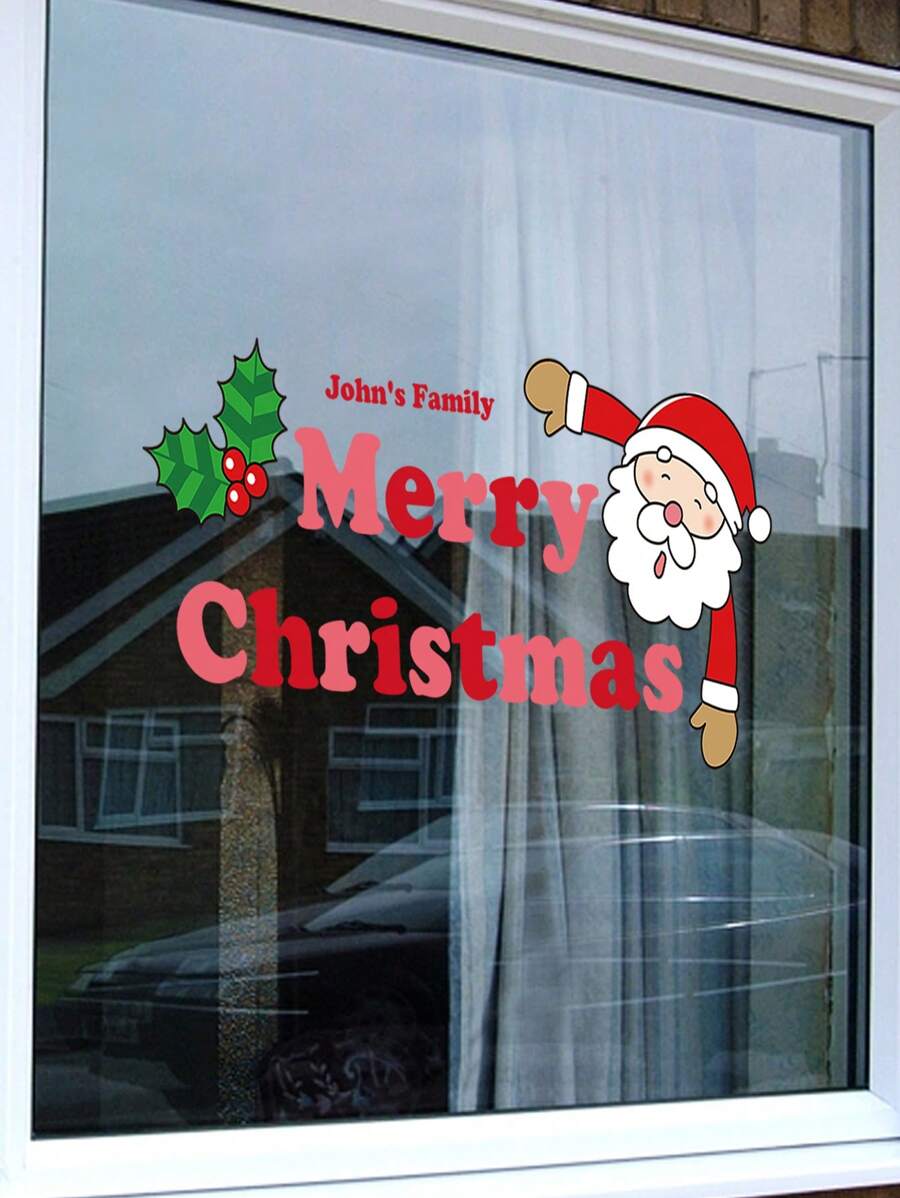 Custom Santa Text GlueFree Window Stickers3 Sizes Personalized Family