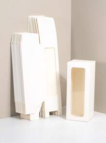 20pcs 8x8x20cm Paper Gift Boxes With Window, Suitable For Glasses, Candles, Weddings, Bridal Shower And Gift Packaging